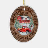 Boerderij met kerstbomen met dubbele adem keramisch ornament (Rechts)