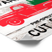 Boerderij met kerstbomen met  Red Pick-up Truck Poster (Hoek)