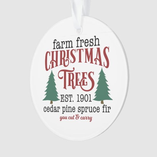 Boerderij met kerstbomen ornament (voorkant)