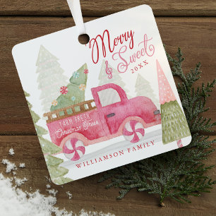 Boerderij met kerstbomen Red Truck Foto Metalen Ornament