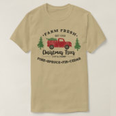 Boerderij met kerstbomen rood voor mannen t-shirt (Design voorkant)