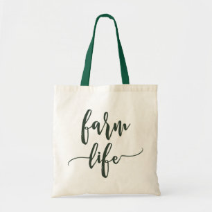 Boerderij met kerstbomen tote bag