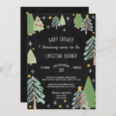 Boerderij met kerstbomen Uitnodiging voor baby sho (Voorkant / Achterkant)