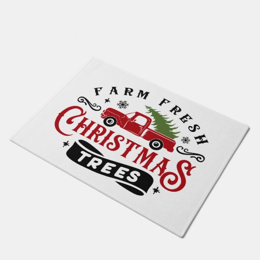 Boerderij met kerstbomen vrachtwagen deurmat (Schuin)