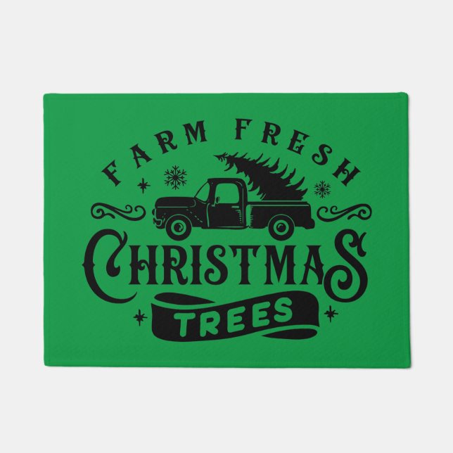 Boerderij met kerstbomen  vrachtwagen deurmat (Voorkant)