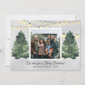 Boerderij met kerstboomfoto's uit de bijtende fami feestdagenkaart (Voorkant)