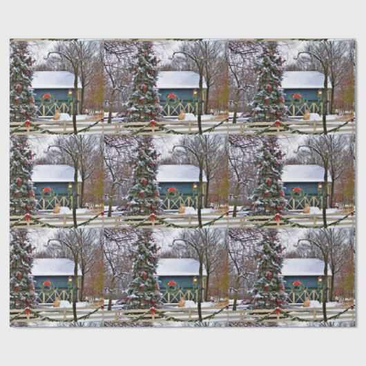 Boerderij met kerstboomstijl, ontkoppeling van lan cadeaupapier (Vlak)