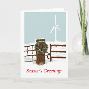 Boerderij met kerstwind feestdagen kaart