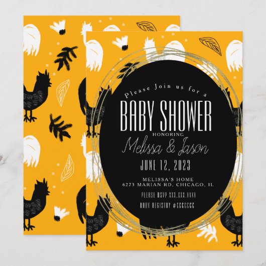 Boerderij met Landelijke Hanen Handgetekend Patroo Kaart (Voorkant / Achterkant)