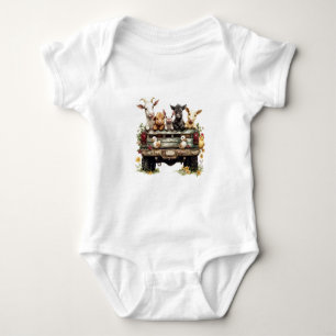 Boerderij met Mooie Dieren op Baby Jersey Bodysuit