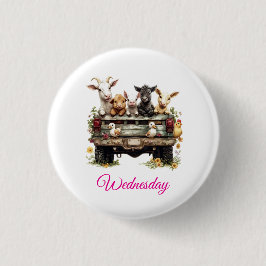 Boerderij met Mooie Dieren op Ronde Knop Button 3,2 Cm