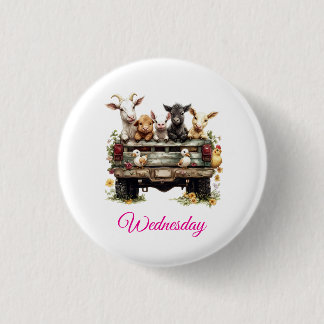 Boerderij met Mooie Dieren op Ronde Knop Button 3,2 Cm