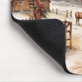  boerderij met paarden in de winter muismat (Hoek)