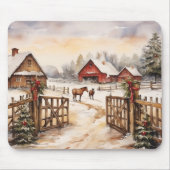  boerderij met paarden in de winter muismat (Voorkant)