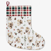 Boerderij met rendieren familienaam monogram grote kerstsok (Voorkant)