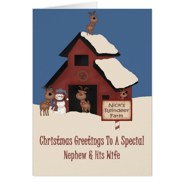Boerderij met rendieren Nephew en vrouw met Kerstm (Voorkant)