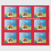 Boerderij met rood tractorWrapping papier (Vlak)