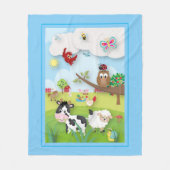 Boerderij met schattige dieren Scène op blauw Fleece Deken (Voorkant)