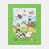 Boerderij met schattige dieren Scène op groen Fleece Deken (Voorkant)