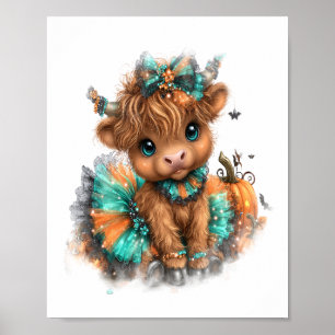 Boerderij met Schotse Hooglanders Halloween Poster