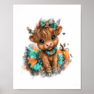 Boerderij met Schotse Hooglanders Halloween Poster