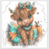 Boerderij met Schotse Hooglanders Halloween Sticker (Vel)