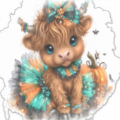 Boerderij met Schotse Hooglanders Halloween Sticker (Voorkant)