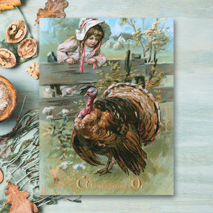  Boerderij met Thanksgiving Turkije Briefkaart