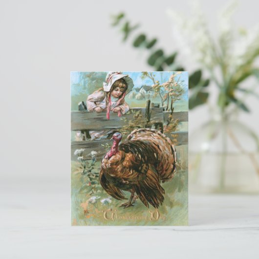  Boerderij met Thanksgiving Turkije Briefkaart (Staand voorkant)