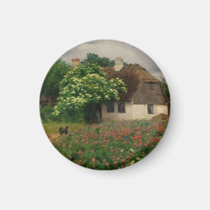 Boerderij met weidebloemen magneet