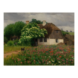 Boerderij met weidebloemen perfect poster