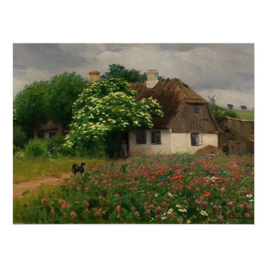 Boerderij met weidebloemen perfect poster (Voorkant)