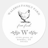 Boerderij Modern Chicken Boerderij Ronde Sticker (Voorkant)