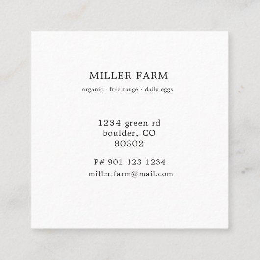 Boerderij Modern Chicken Boerderij Visitekaartje (Achterkant)