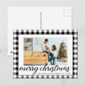 Boerderij Modern zwart wit Plaid Kerstmis Foto Feestdagenkaart (Voorkant / Achterkant)