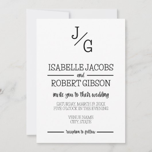 Boerderij Monogram Huwelijksuitnodiging Kaart (Voorkant)