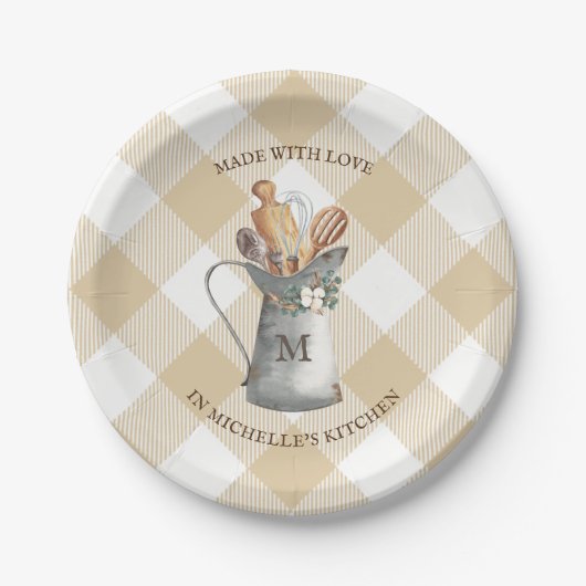 Boerderij Monogramnaam Papieren Bordje (Voorkant)