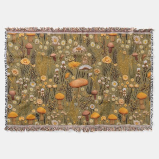 Boerderij Mushroom Borduurwerk ziet eruit als Deke Deken (Voorkant)