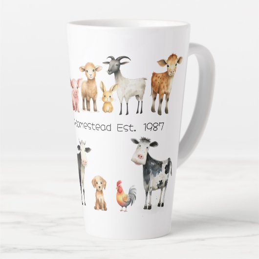 Boerderij Naam Boerderijdieren Latte Mok (Rechterhoek)