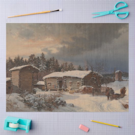 Boerderij Naam Finland Winter Landschap Decoupage Tissuepapier (Craft)
