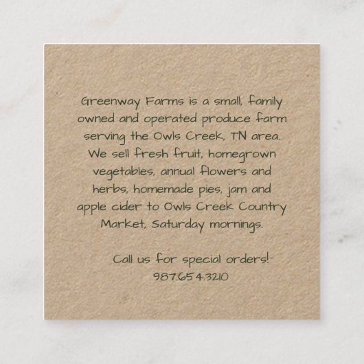 Boerderij Naam Fresh Eggs Visitekaartje met Kip (Achterkant)