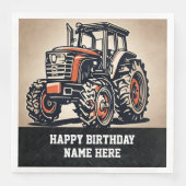 Boerderij naam Happy Birthday Tractor Tillage Farm Servet (Voorkant)