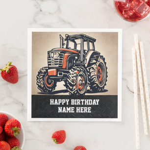 Boerderij naam Happy Birthday Tractor Tillage Farm Servet