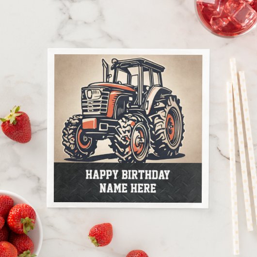 Boerderij naam Happy Birthday Tractor Tillage Farm Servet (Insitu)