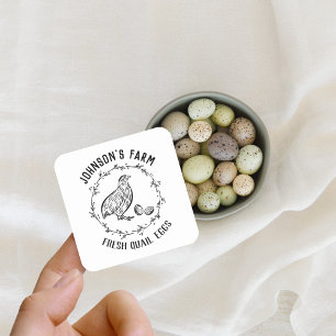 Boerderij Naam   Krans   Kwartel Eieren   Vintage  Vierkante Sticker