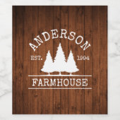 Boerderij naam rustiek hout wijn etiket (Enkel label)