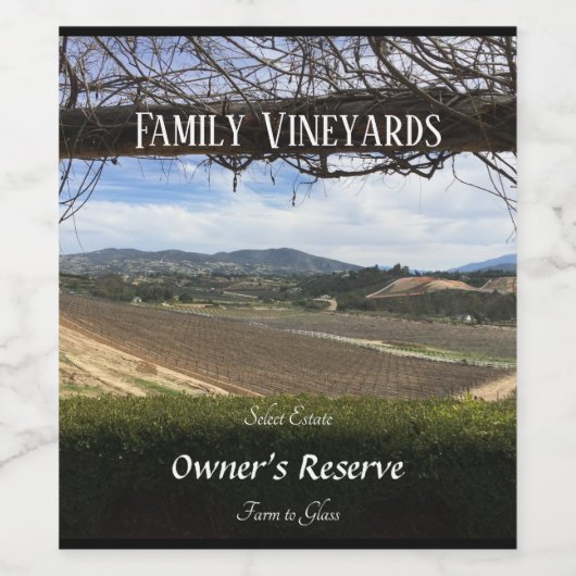 Boerderij naar glas wijn etiket (Enkel label)