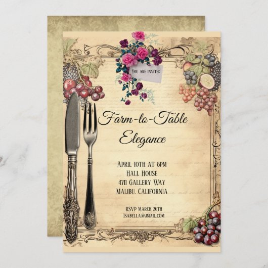 Boerderij naar tafel diner uitnodiging (Voorkant / Achterkant)