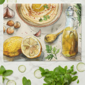 Boerderij naar tafel Hummus Recept: Arabisch biolo Theedoek (Gevouwen)