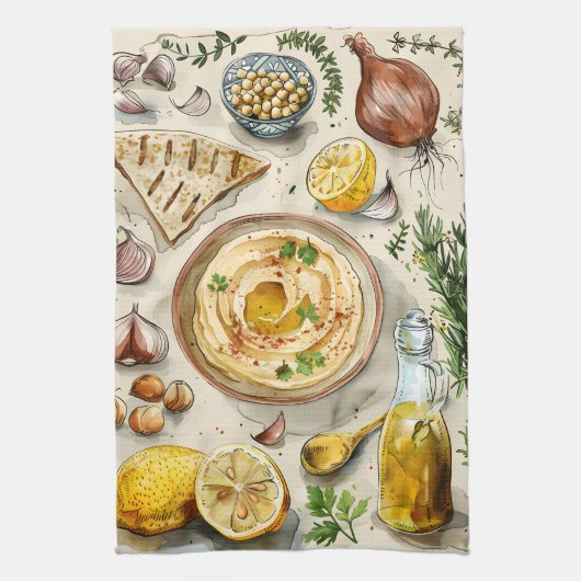 Boerderij naar tafel Hummus Recept: Arabisch biolo Theedoek (Verticaal)